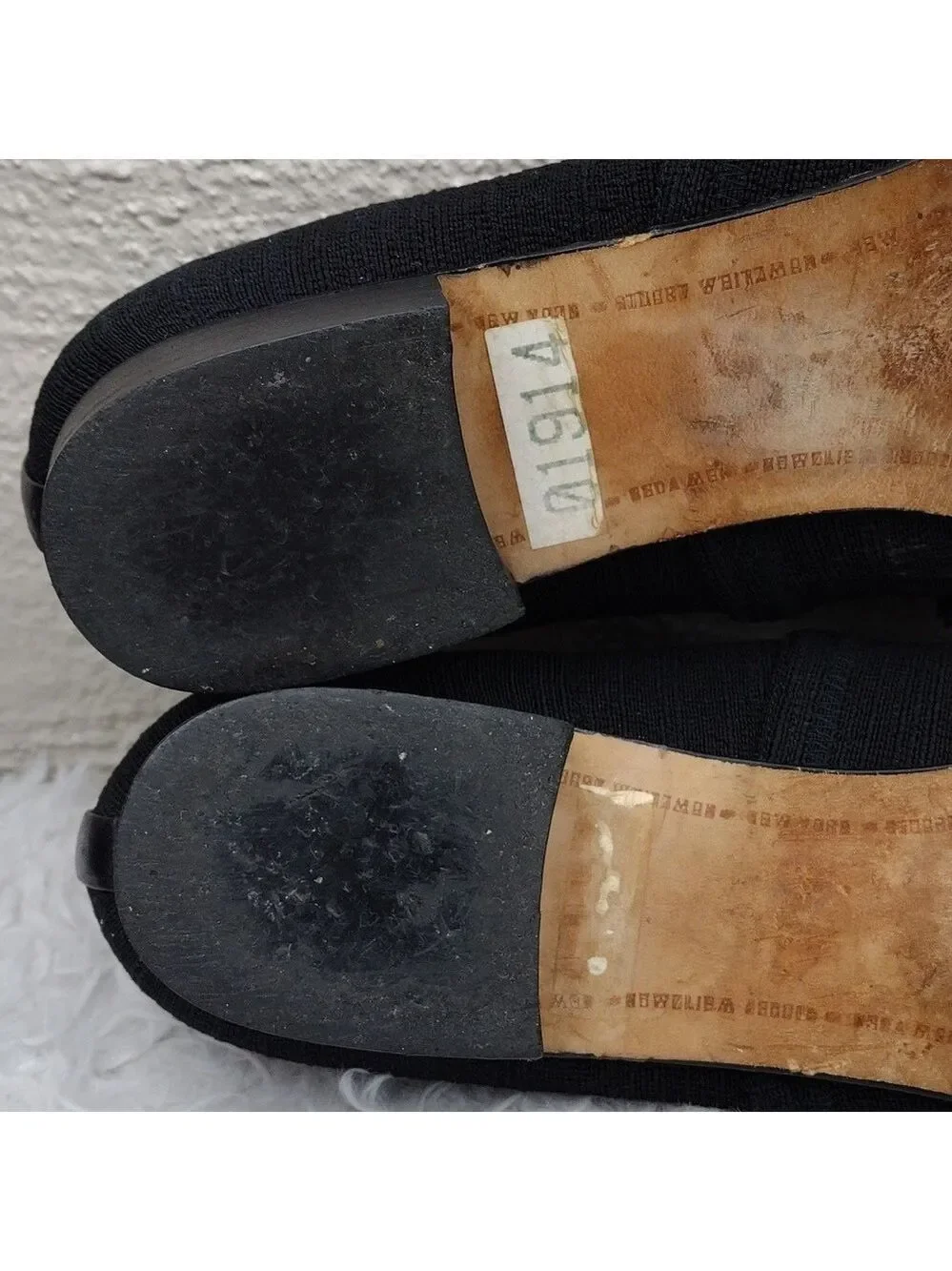 Stuart Weitzman Black Fabric Upper Almond Toe Low Heel Tassel Loafer Shoe